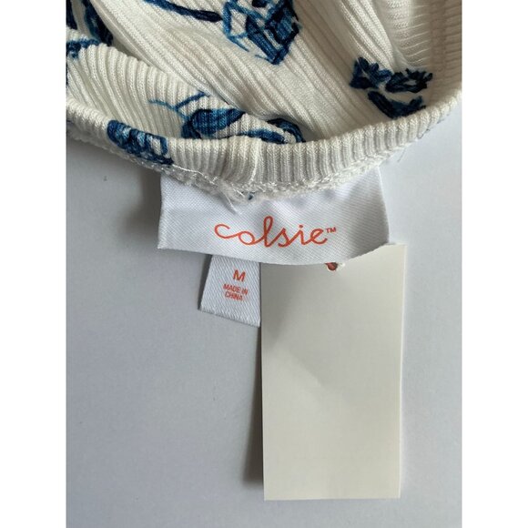 Colsie Women’s Pajama Set Size M – White & Navy Blue Print Lace Trim Tank & Shor - Picture 4 of 4